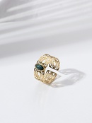 fashion stainless steel 14K gold plated hollow turquoise inlaid ringpicture8