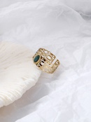 fashion stainless steel 14K gold plated hollow turquoise inlaid ringpicture10