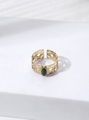fashion stainless steel 14K gold plated hollow turquoise inlaid ringpicture11