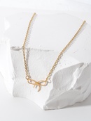 Vintage Stainless Steel 18K Gold Plated Hollow Bow Necklace Wholesalepicture7