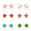 fashion multicolor drop glue star simple copper stud earringspicture7