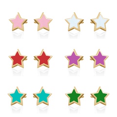 fashion multi-color drop glue star simple copper stud earrings
