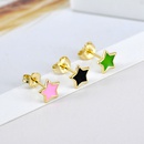 fashion multicolor drop glue star simple copper stud earringspicture8