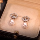 Real gold electroplating zircon pearl square fashion alloy earringspicture8