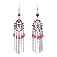 Fashion creative drop-shaped diamond long accessories retro alloy earrings