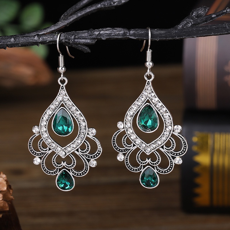 creative hollow new full diamonds lace alloy earrings female fashion jewelry wholesale