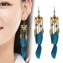 Inverted Triangle Exotic Long Feather Female Bohemian Leaf Tassel Metal Earringspicture7