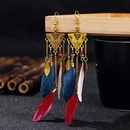 Inverted Triangle Exotic Long Feather Female Bohemian Leaf Tassel Metal Earringspicture9