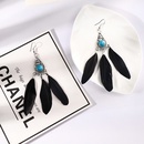 Fashion simple turquoise feather female retro ethnic long alloy earringspicture8
