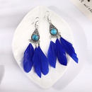 Fashion simple turquoise feather female retro ethnic long alloy earringspicture9