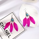 Fashion simple turquoise feather female retro ethnic long alloy earringspicture10