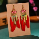 Fanshaped leaf feather female retro exotic leaf tassel alloy earrings ethnic wind jewelrypicture9