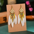 Fanshaped leaf feather female retro exotic leaf tassel alloy earrings ethnic wind jewelrypicture11