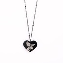 Retro Black Heart Rose Flower Dark Titanium Steel Necklace Wholesalepicture7