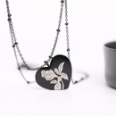 Retro Black Heart Rose Flower Dark Titanium Steel Necklace Wholesalepicture9
