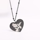 Retro Black Heart Rose Flower Dark Titanium Steel Necklace Wholesalepicture11