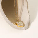 18K goldplated stainless steel square smiley face pendant natural white shell necklacepicture10