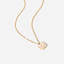 18K goldplated stainless steel square smiley face pendant natural white shell necklacepicture11