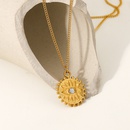 simple devils eye inlaid zirconium round pendant 18K gold stainless steel necklacepicture8