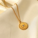 simple devils eye inlaid zirconium round pendant 18K gold stainless steel necklacepicture10