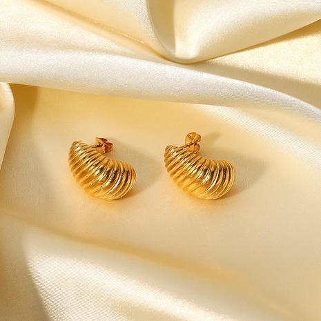 fashion 18K gold-plated irregular spiral pattern stainless steel earrings's discount tags