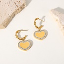 Fashion 18K Zircon Heart Pendant Stainless Steel Twisted C Shape Earringspicture9