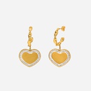 Fashion 18K Zircon Heart Pendant Stainless Steel Twisted C Shape Earringspicture10