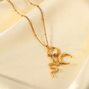 18K Gold Moon Snake Pendant Retro Stainless Steel Pendant Necklacepicture8