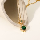 fashion green heartshaped white zirconium trim pendant stainless steel necklacepicture8