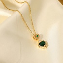 fashion green heartshaped white zirconium trim pendant stainless steel necklacepicture10