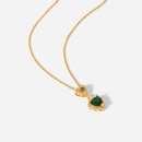 fashion green heartshaped white zirconium trim pendant stainless steel necklacepicture11