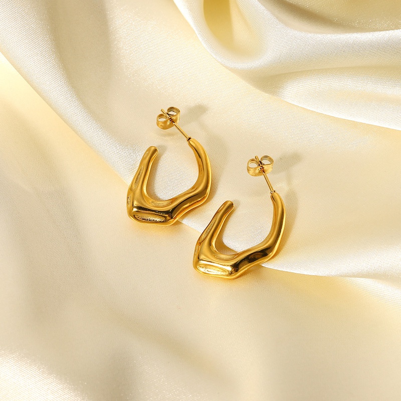 fashion irregular shaped Cshaped stainless steel earrings wholesale