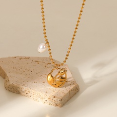 mode dreidimensionale hohle rose anhänger perle gold edelstahl halskette