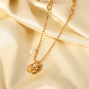 fashion threedimensional hollow rose pendant pearl gold stainless steel necklacepicture10