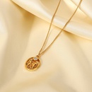 fashion oval hollow Gemini inlaid zirconium 18K gold stainless steel necklacepicture9
