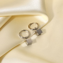 fashion simple plain stainless steel cube pendant earrings wholesale
