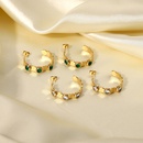 fashion 14K gold inlaid white round zircon Cshaped stainless steel earrings jewelrypicture7