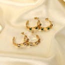 fashion 14K gold inlaid white round zircon Cshaped stainless steel earrings jewelrypicture9