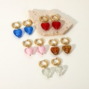 fashion 14K gold stainless steel color glass heart pendant earringspicture8