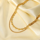 simple 18K goldplated pig nose chain doublelayer stainless steel necklacepicture8