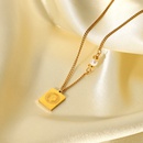 fashion Queen head square tag 18K gold stainless steel necklacepicture8