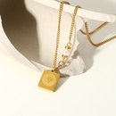 fashion Queen head square tag 18K gold stainless steel necklacepicture10