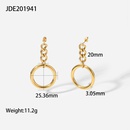 simple geometric hollow chain 14K goldplated stainless steel Cuban chain earringspicture11