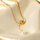 simple pearl large gold bead Yshaped 18K goldplated stainless steel necklacepicture9