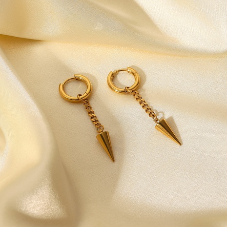 fashion 14K gold stainless steel hanging rivets triangle cone earrings wholesale's discount tags