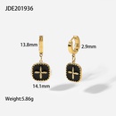 14K Gold Plated Stainless Steel Black Oil Drop Square Brand Cross Earringspicture10