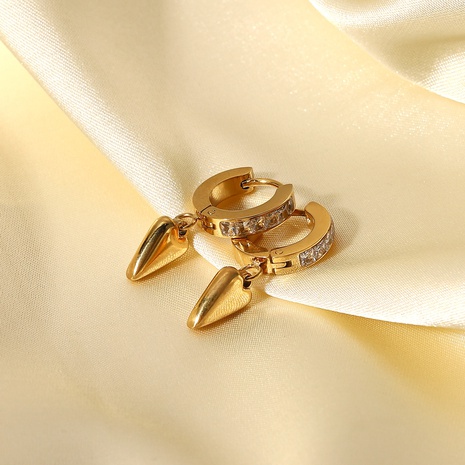 fashion 14K gold strip heart-shaped zirconium stainless steel heart earrings's discount tags