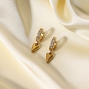 fashion 14K gold strip heartshaped zirconium stainless steel heart earringspicture7