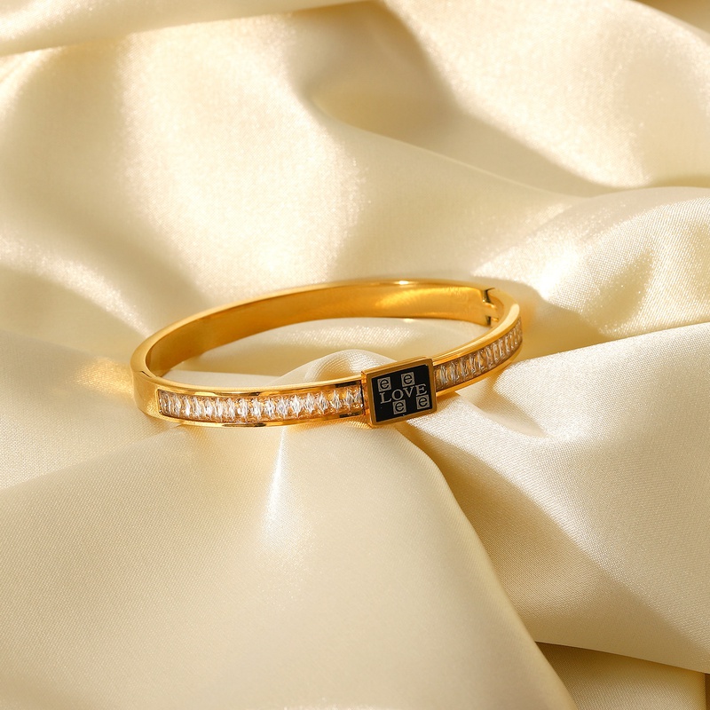 new 18K gold stainless steel heart shaped square full zirconium bracelet