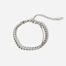new fashion simple silver Cuban flat snake doublelayer stainless steel braceletpicture10